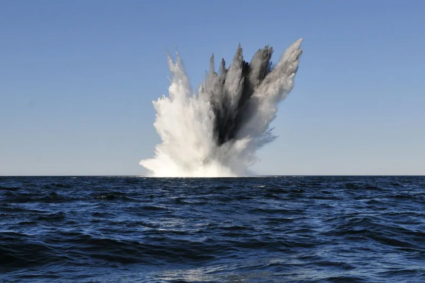 explosion of wwii mine in the baltic sea in 2014