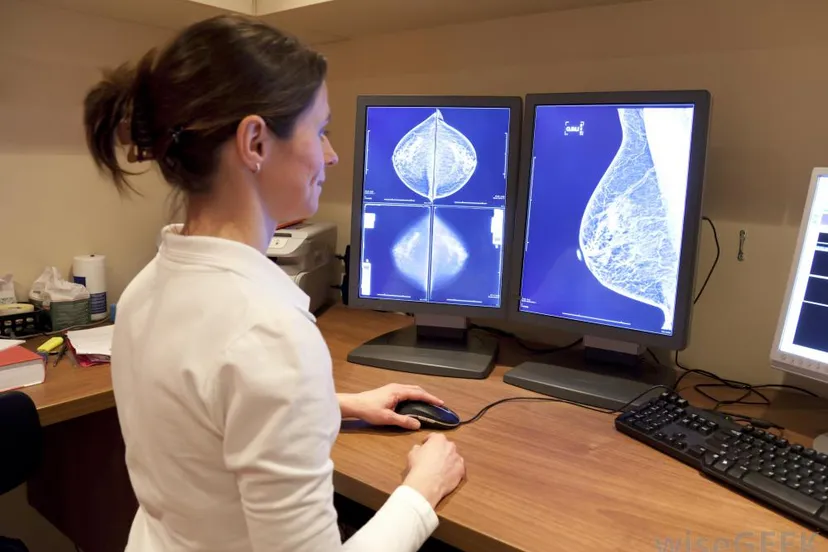 doctor examining breast x rays