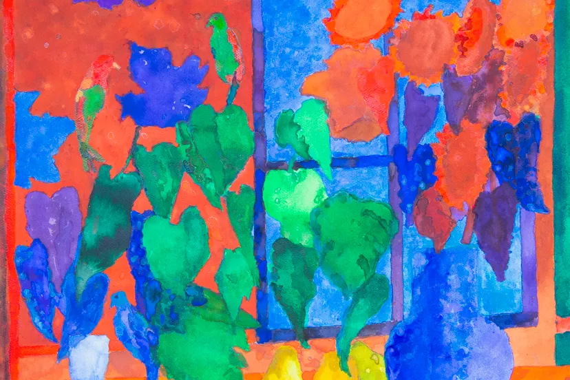 230901 schilderij blauwe parkiet