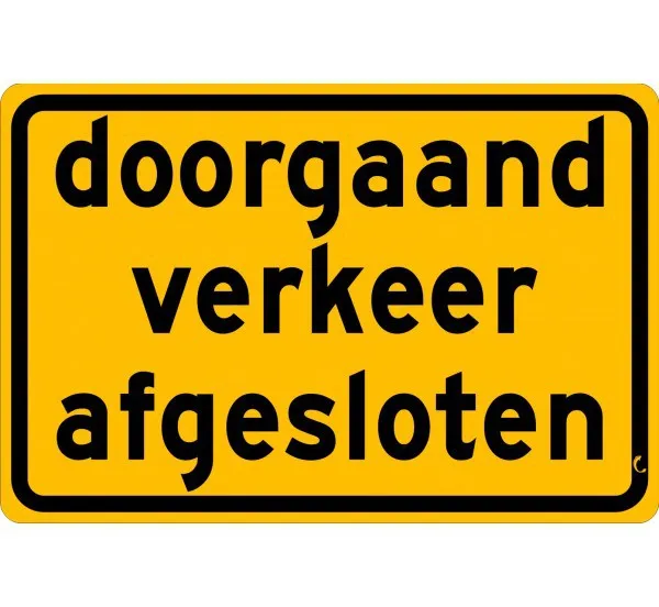 doorgaand verkeer afgesloten 600 400