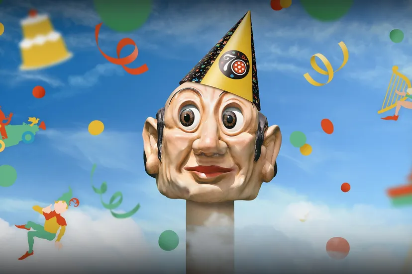 efteling langnek met feesthoedje