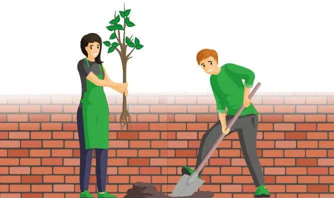 man en vrouw geveltuin aanleggen