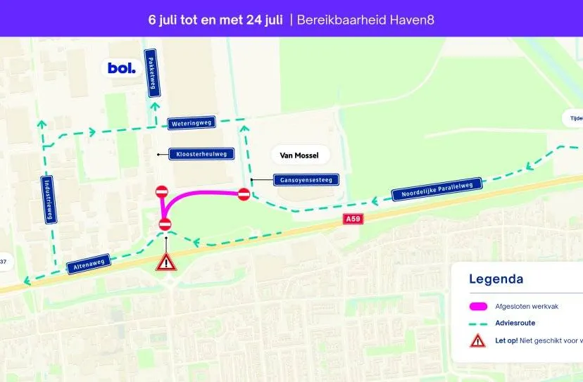 Route afsluiting Kloosterheulweg