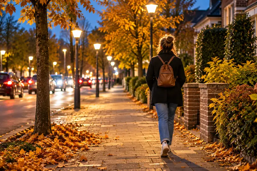 Herfstwandeling in de avondschemering