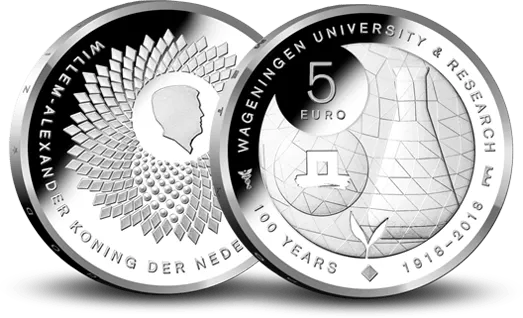 wageningen 5euro munt zilver proof