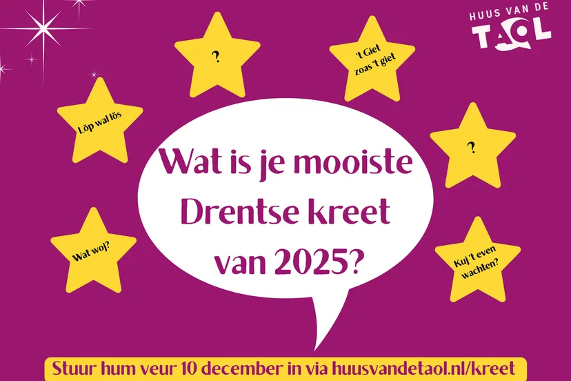 HvdT Mooiste Drentse kreet van 2025 Huus van de Taol