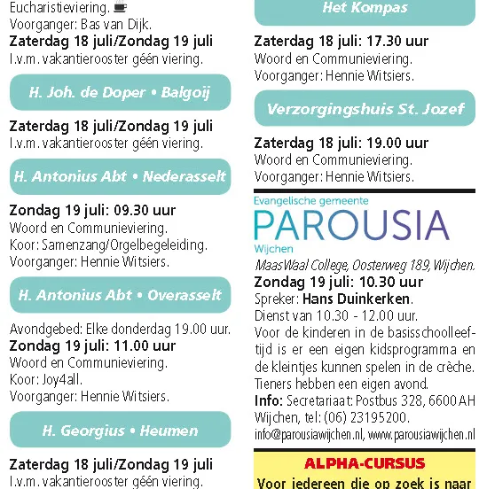 kerkberichten wijchen 150715