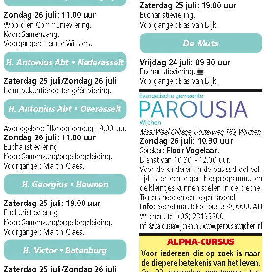 kerkberichten wijchen 220715