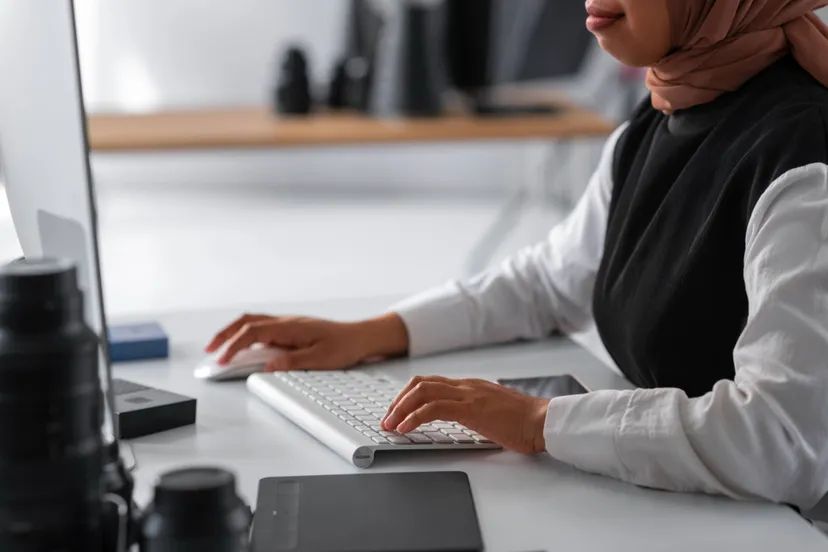 side-view-woman-editing-photo