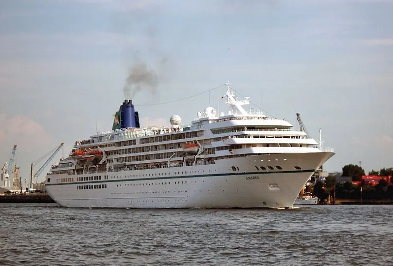 cruise ship amadea down on the river elbe