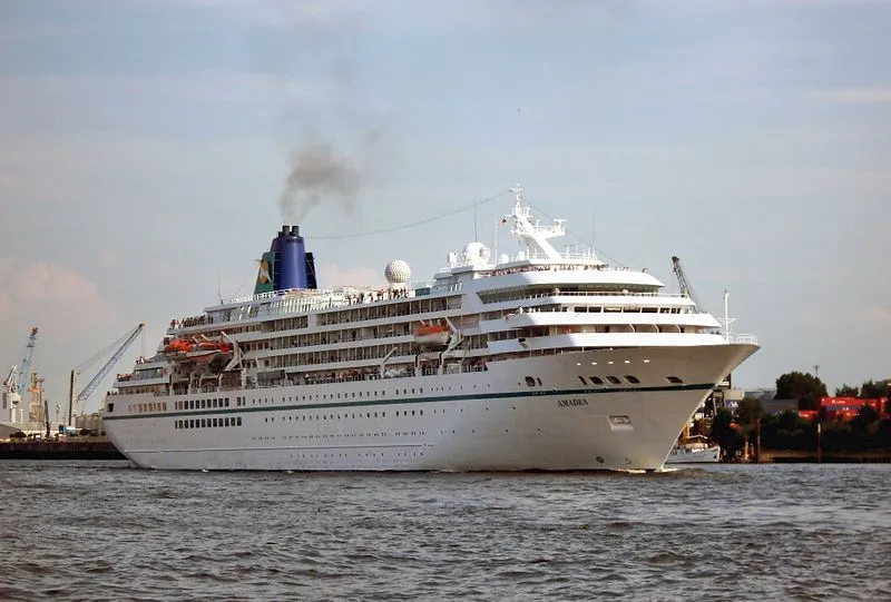 cruise ship amadea down on the river elbe