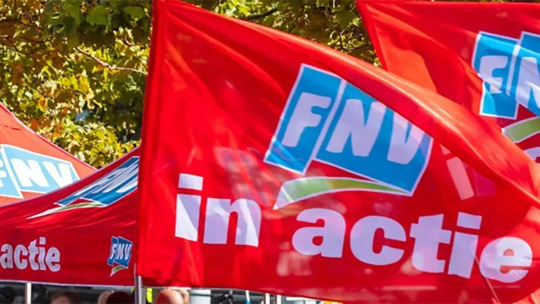 fnv in actie stand en vlaggen
