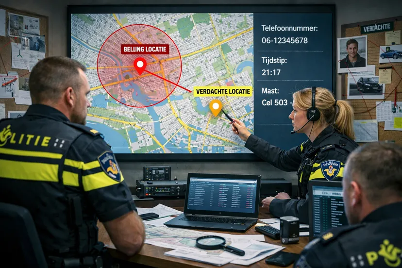 Politieonderzoek op kantoor met kaart