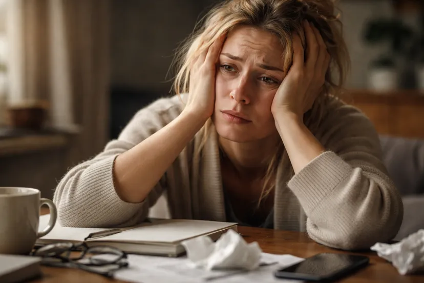 Vermoeide vrouw met ontstoken ogen