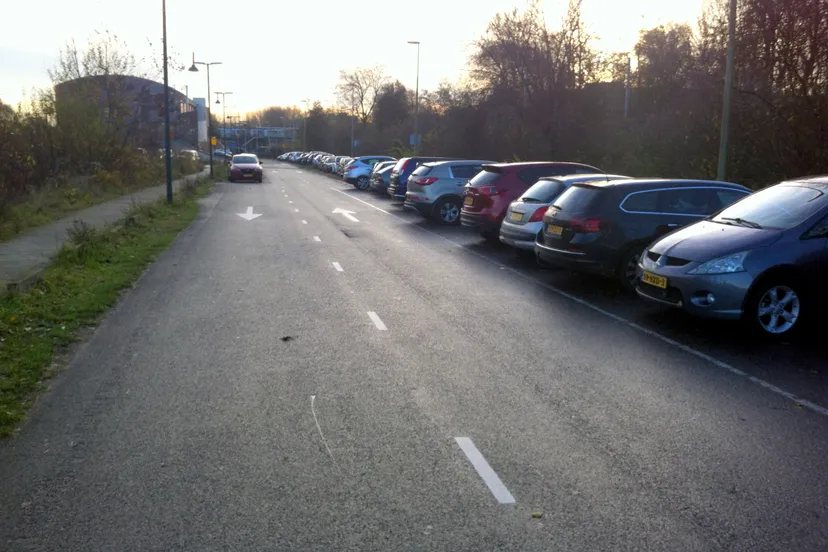 rijen autos op provisorische parkeerplekken tussen boerderij en eten zo