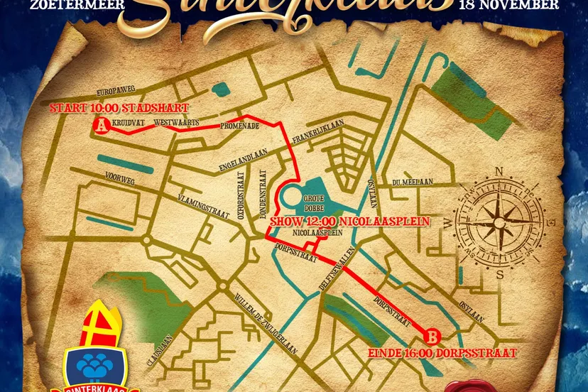 kaart intocht sinterklaas 2023