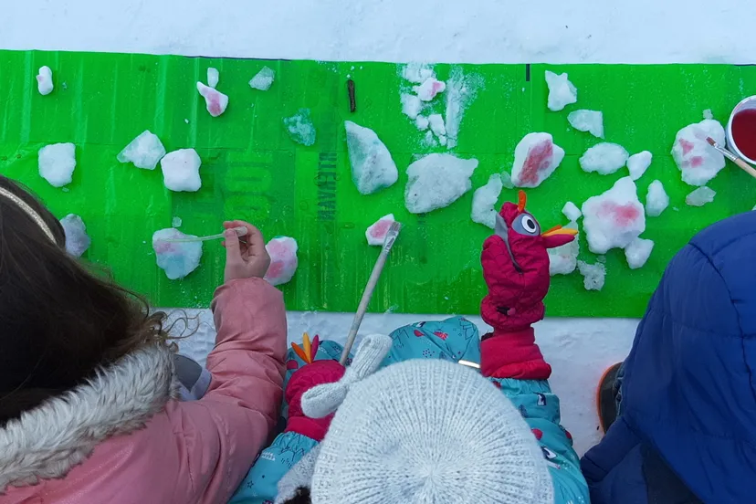 kleuters als winterschilders