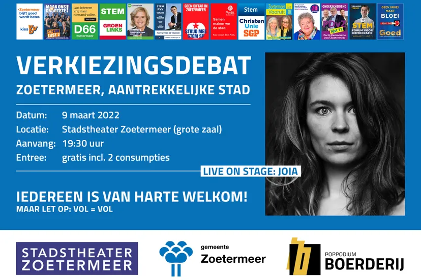 verkiezingsdebat 9 maart stadstheater aankondiging