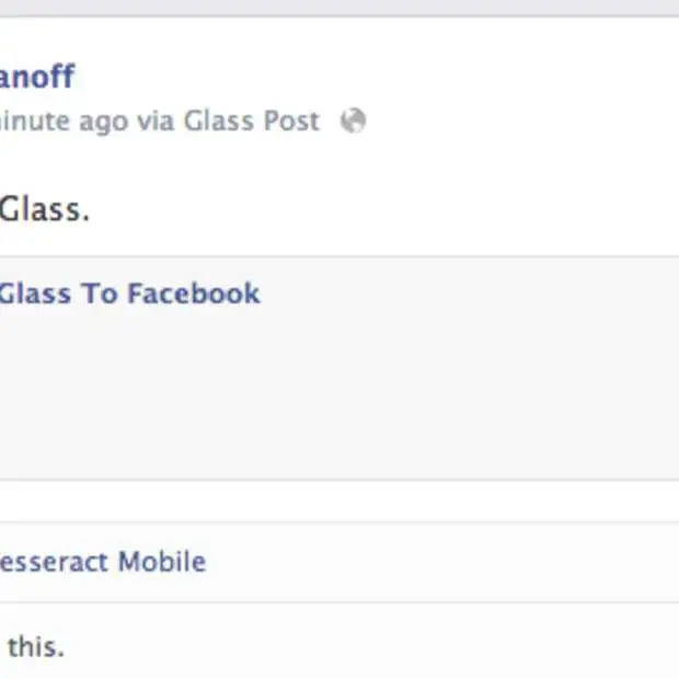facebook werkend te zien op google glass