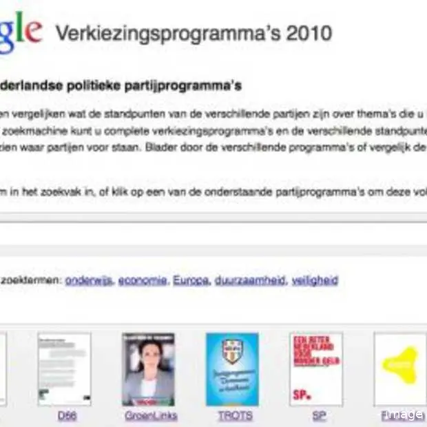 google maakt partijprogramma s doorzoekb