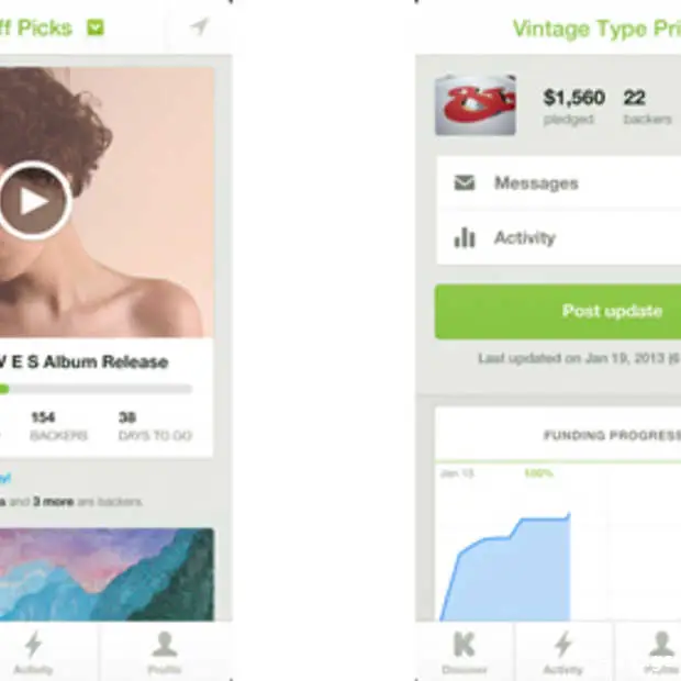 kickstarter komt met applicatie voor ios