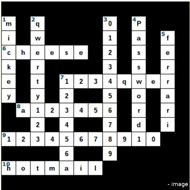 kruiswoordpuzzel van gestolen wachtwoord