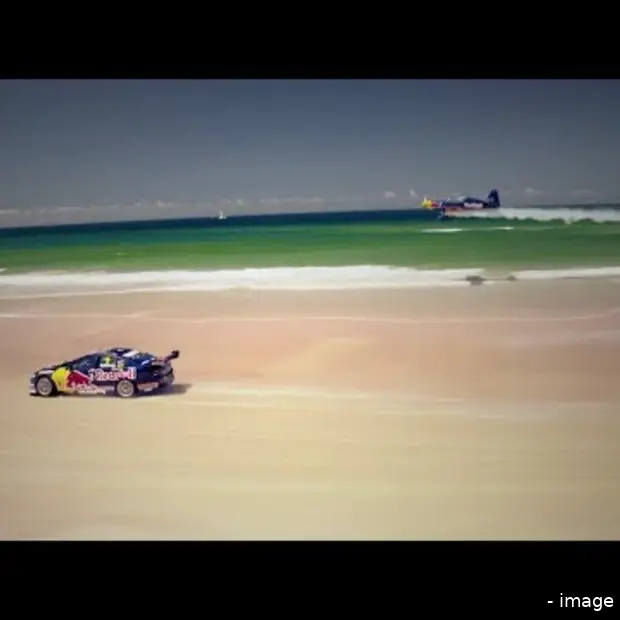 v8 supercar vs airplane race on an austr