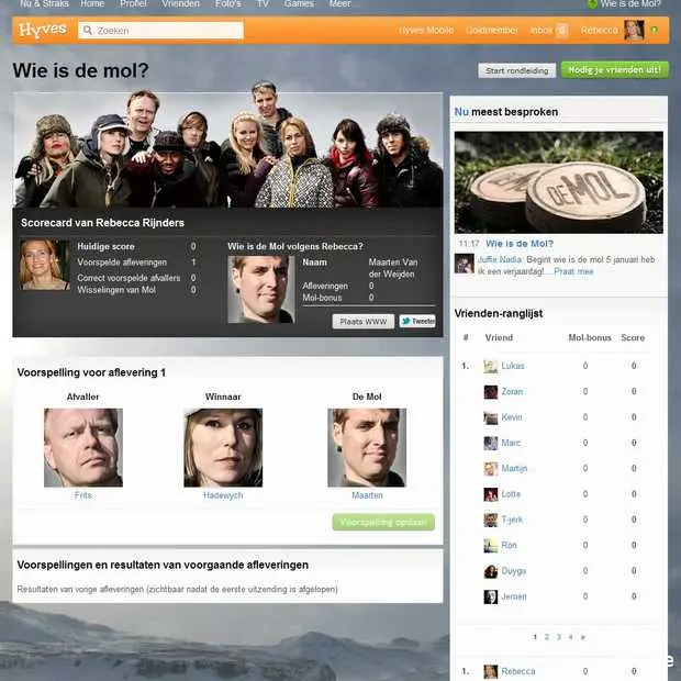 wie is de mol ook te voorspellen op hyve