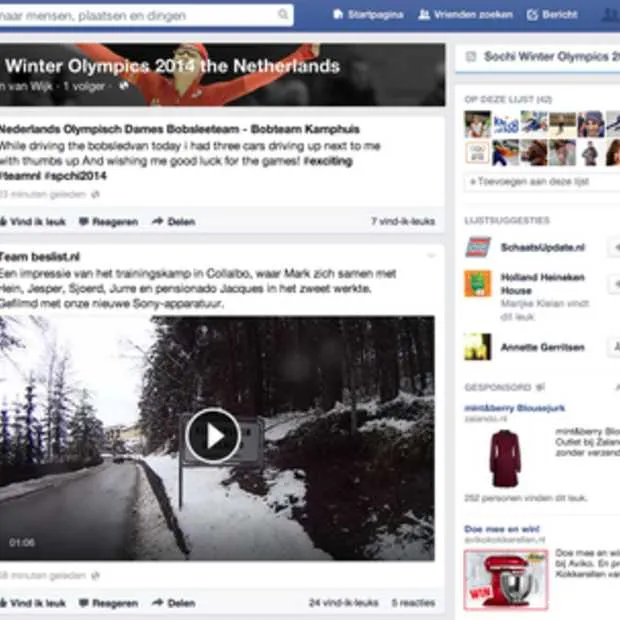 alle olympiers volgen via facebook