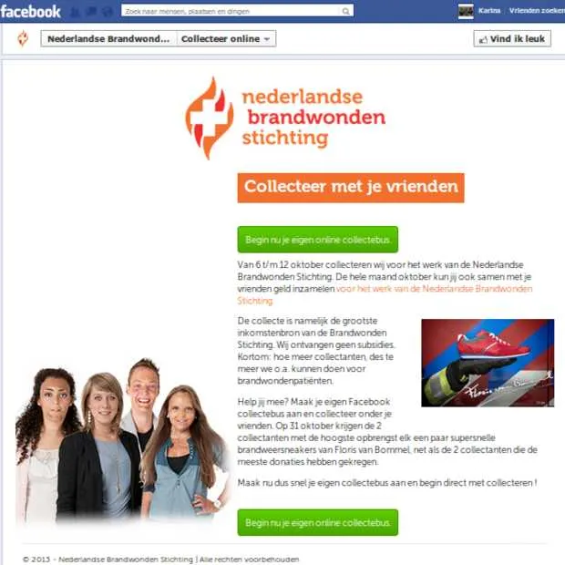 brandwonden stichting collecteert ook on