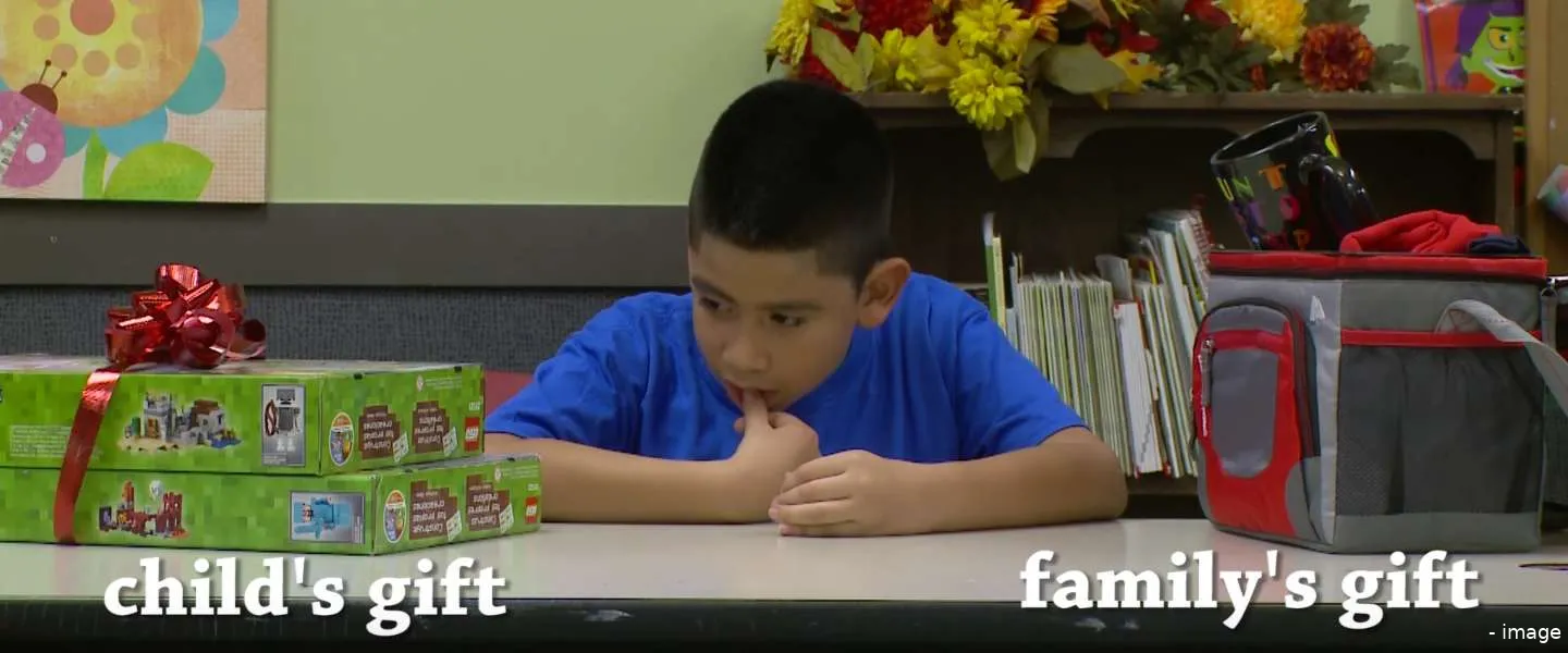 children pick christmas presents