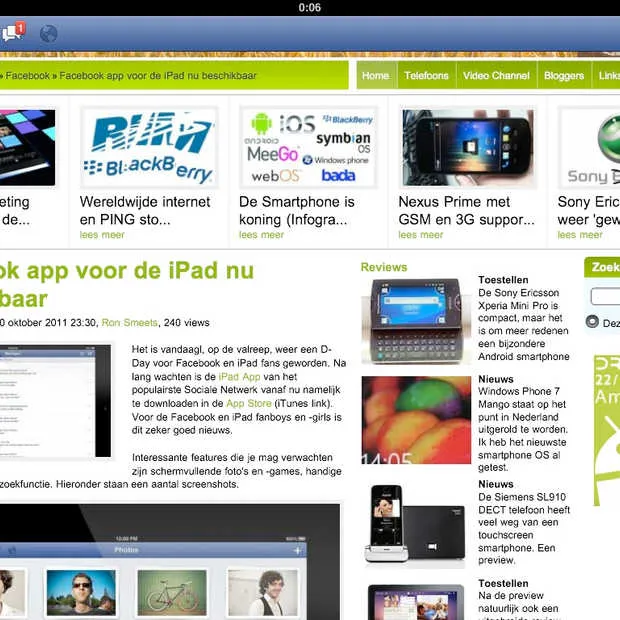 de facebook app voor ipad