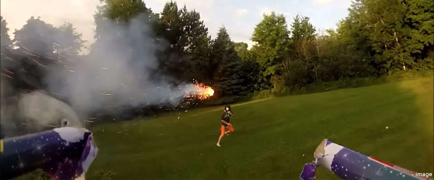 drone firing fireworks