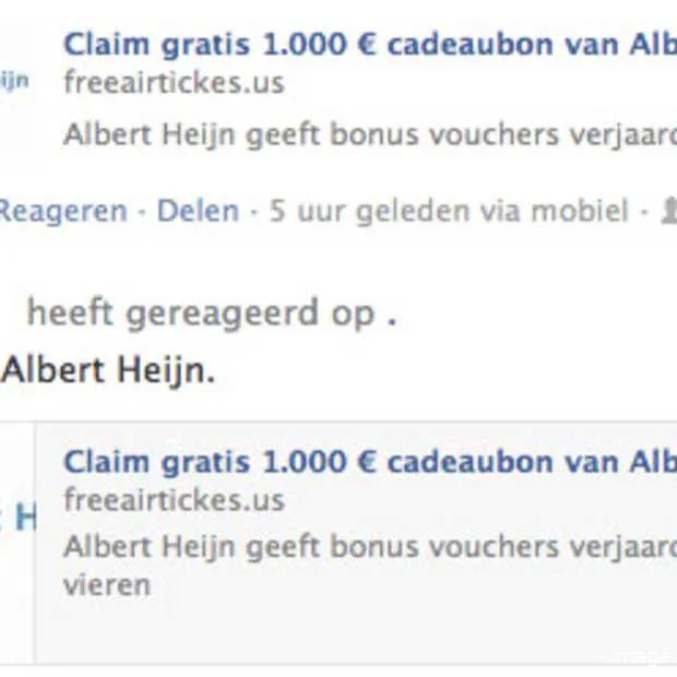 facebook scam nee ah geeft geen cadeaubo