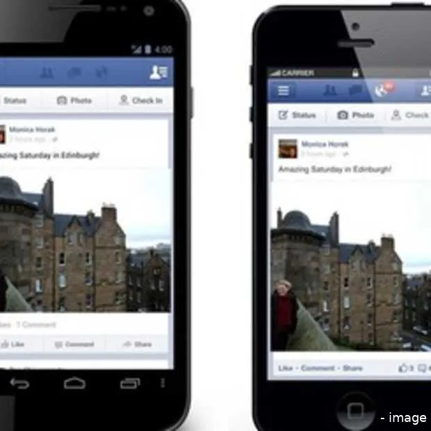 facebook voegt delen knop toe in android