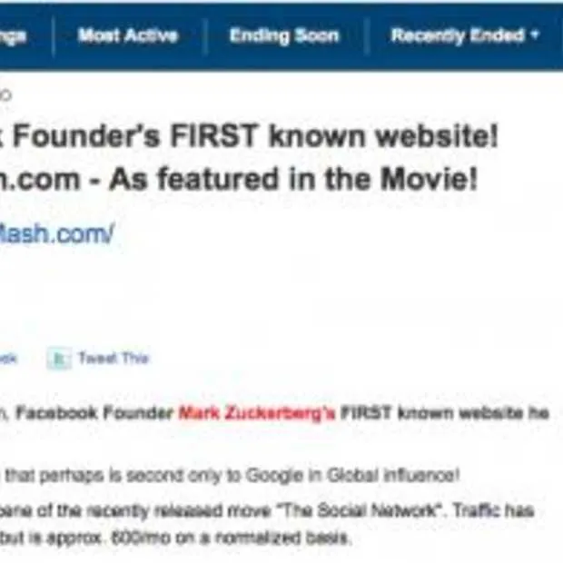 facemash com verkocht voor 30 201