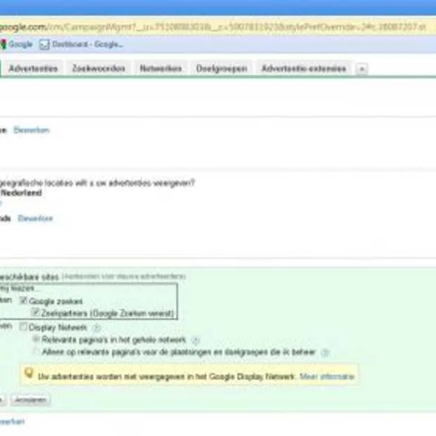 google adwords en google zoekpartners ee