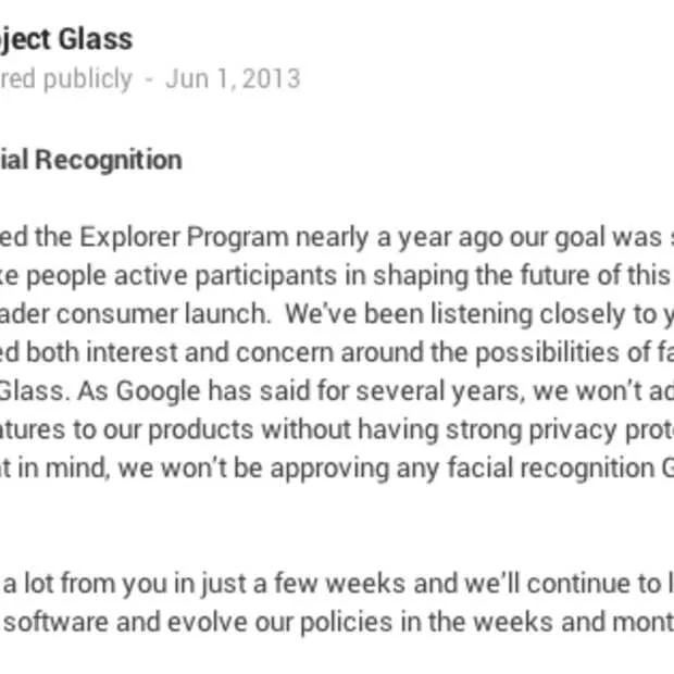 google wil voorlopig geen gezichtsherken