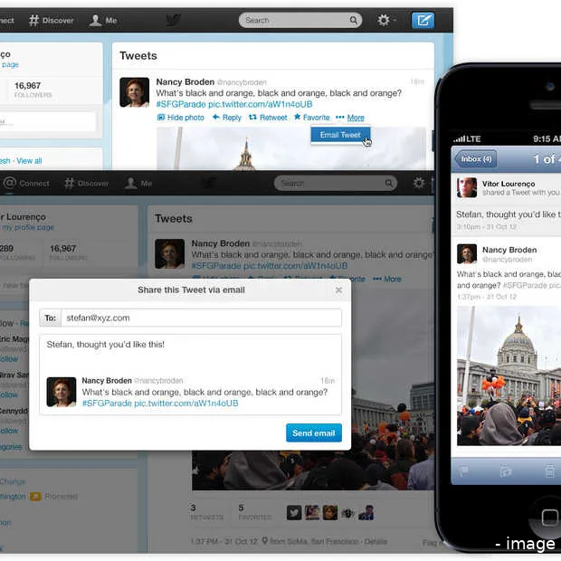 het delen van tweets kan nu ook via e ma