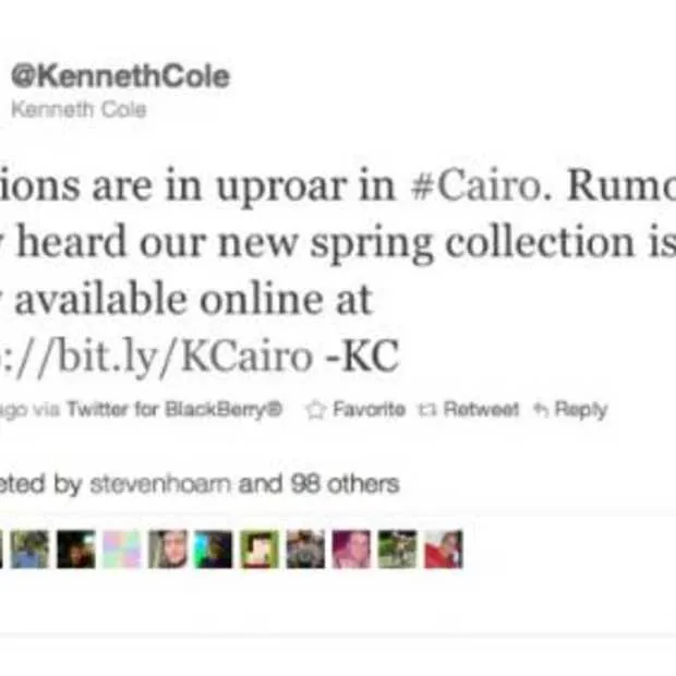 kenneth cole biedt excuses aan wegens tw