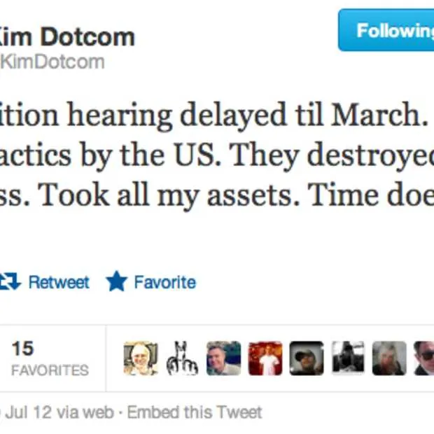 kim dotcom zal voorlopig nog niet uitgel