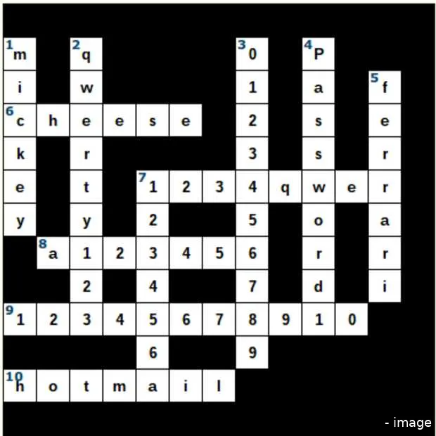 kruiswoordpuzzel van gestolen wachtwoord