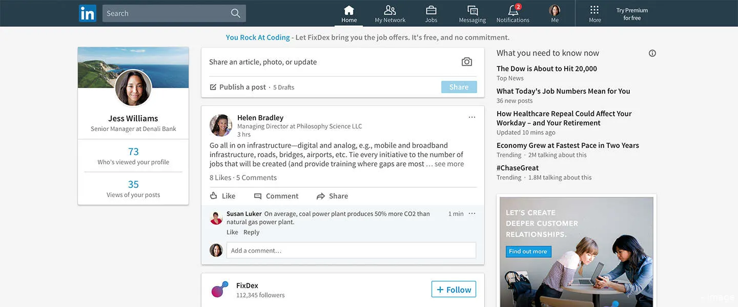 linkedin feed desktop