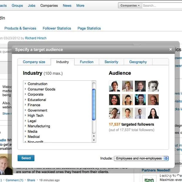linkedin targeted updates en follower st