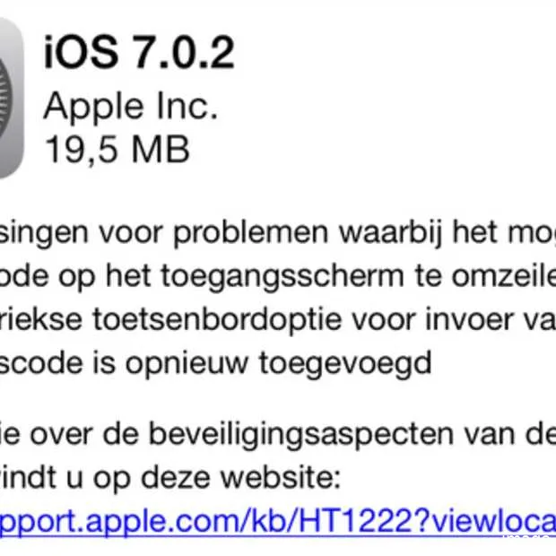 met ios 7 0 2 is het niet langer mogelij