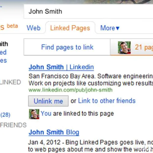 nieuwe functie voor bing linked pages