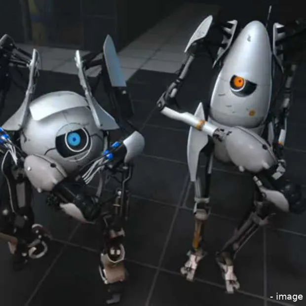 portal 2 s co op modus robot bert en ern