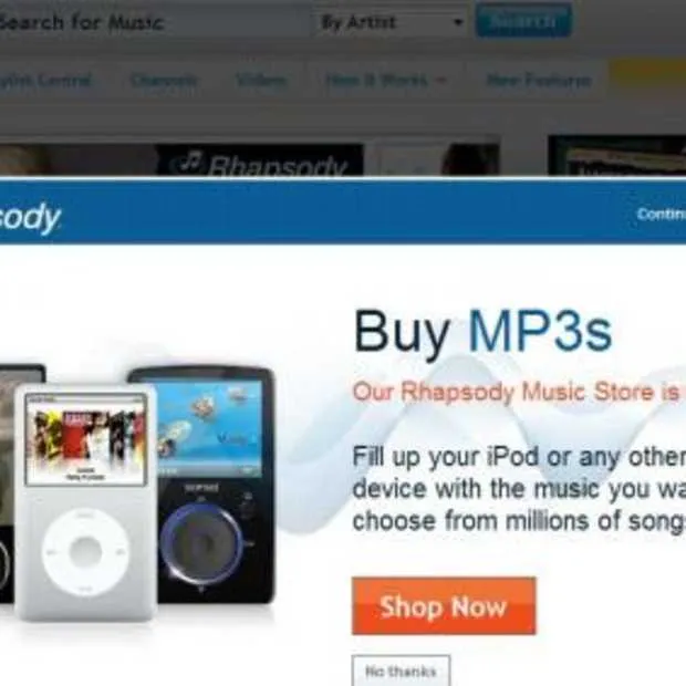 rhapsody kiest voor ipod en v cast