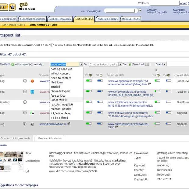 seo effect live met linkbuilding pr tool