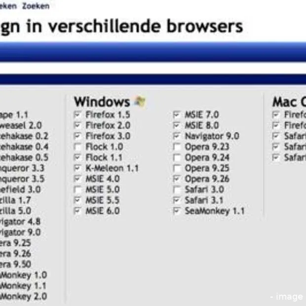 test je webdesign in verschillende brows